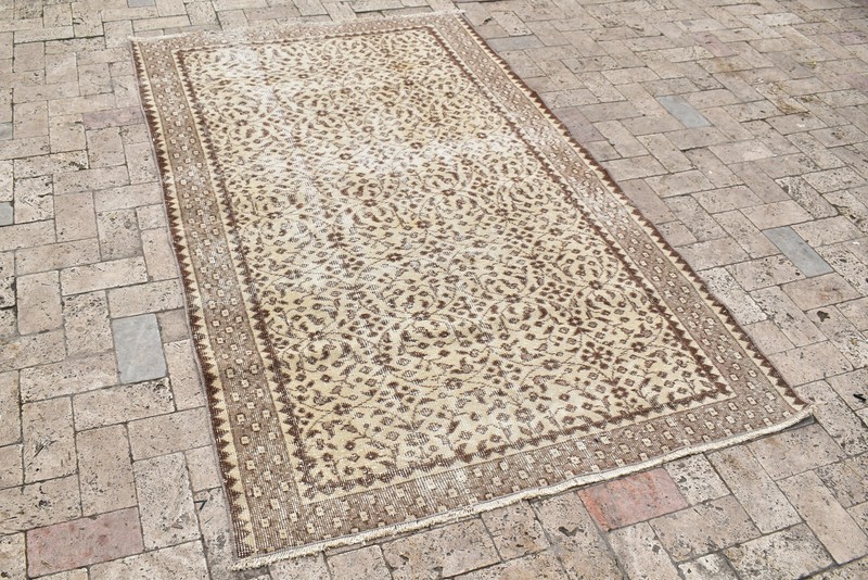 Turkish Rug 48''x79'' Vintage Light Color Floral Oushak Carpet 124x203cm 4x6 gallery