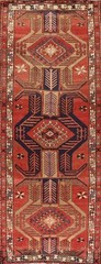 Geometric Tribal 9 ft Runner Rug 3×9 Wool Hand-knotted Nomadic Hallway Carpet