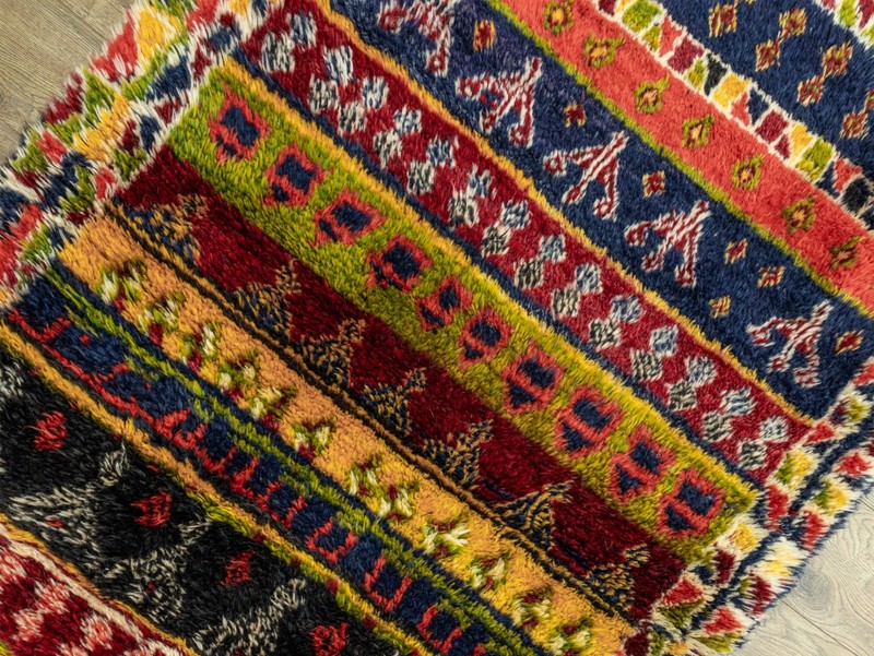 Antique Turkish Tulu Rug 4.3x5.9 ft Handwoven Wool Mohair – Boho Tribal Heritage gallery