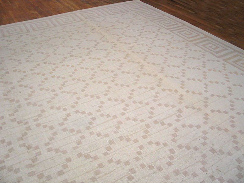 13X28 Vintage Indian Dhurries Beige Wool Area Rug 1960 gallery
