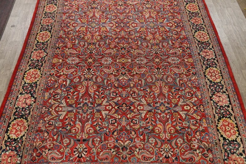 Antique Vegetable Dye Sultanabad Floral Area Rug Hand-Knotted Wool Carpet 10x14 gallery