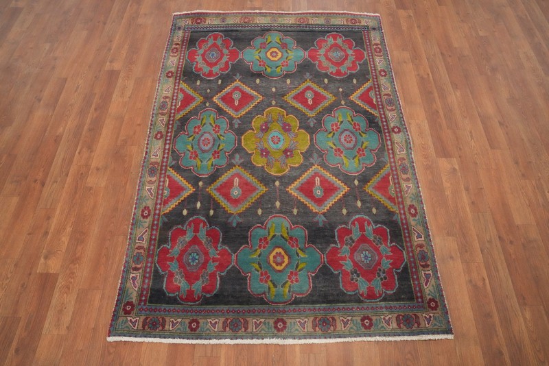 Traditional Geometric Handmade Wool Accent Rug 4x5 ft Vintage Foyer Carpet gallery
