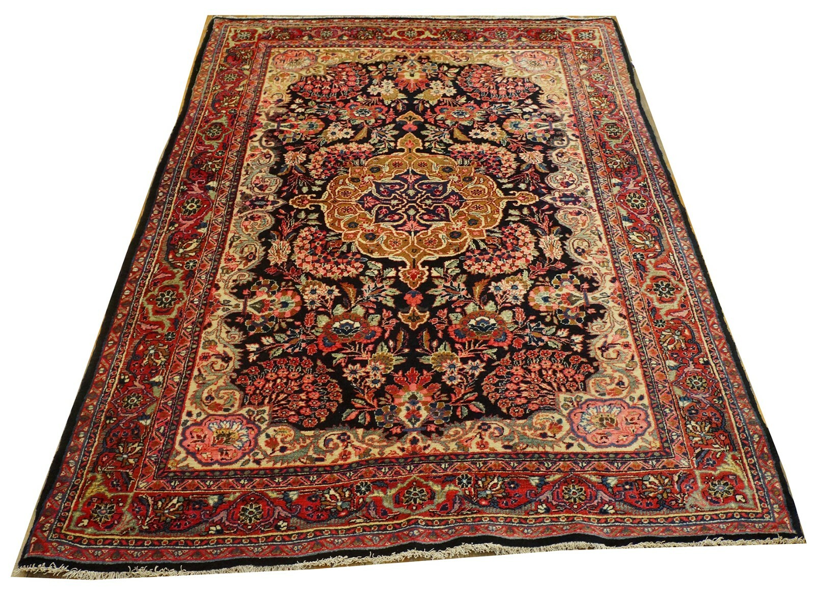 5x7 Antique Handmade Traditional Rug Blue 137cm x 198cm Circa 1920 gallery