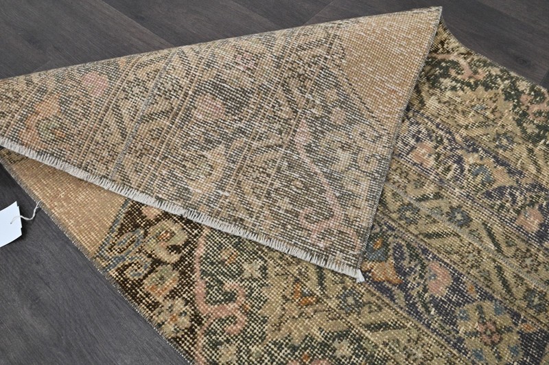 Vintage Turkish Runner Rug 2x11ft Wool Anatolian Handmade Hallway Oushak BEIGE gallery