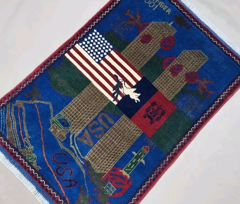 WAR Handmade Afghan Rug Trabal 9/11 War Area Rug weapon Wool War Rug 120x80 Cm gallery