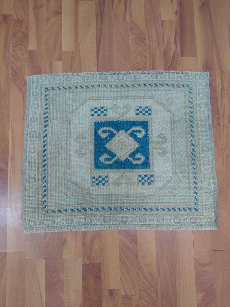 Antique Beige Rug Square Vintage Beige Blue Tribal Decor Rug Free Shipping Rug