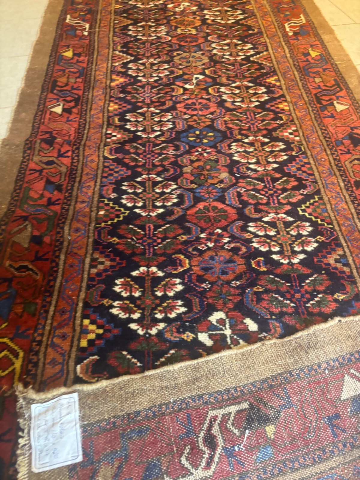 ANTIQUE RUUNER. HANDMADE ANTIQUE RUG. CARPET 17X3.9 gallery