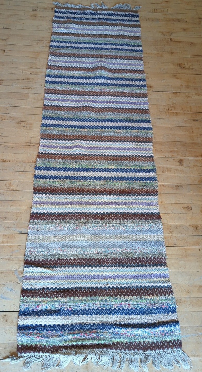 Antique Imported Swedish Hand Made Rag Rug Runner (25" x 94" ) Very Pretty gallery