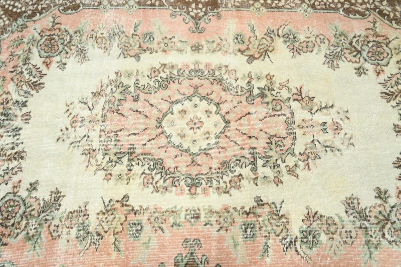 4x7 Turkish Antique Area Rug Anatolian Hand-Knotted Vintage Oushak Carpet,1457 gallery
