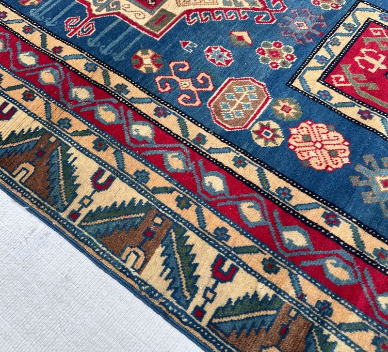 Antique Kazak Rug 4x5 Anatolian Hand-Made Tribal Geometric Area Rug 3.8x5.5 Ft gallery