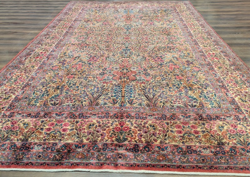 Antique Karastan Kirman Lavar Rug 8' 8" x 12', Tree of Life, Floral Alllover gallery