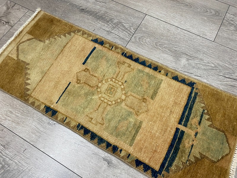 Small Vintage Rug 1.0x2.5 ft, Rustic Tribal Geometric Boho Home Decor gallery