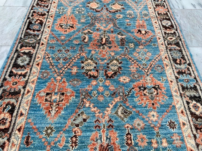 Rare Hand Knotted Caucasian Kazak Afghan Wool Runner Rug 3x8 ft Free Ship gallery