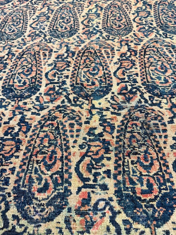 Antique 5x7 5x8 Lavar Kermaan Rug wool Paisley Navy Beige Rust Ralph Lauren styl gallery