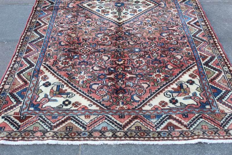 Vintage Hand Made Traditional Oriental Wool Faded Pink Large Long Rug 290x141cm gallery