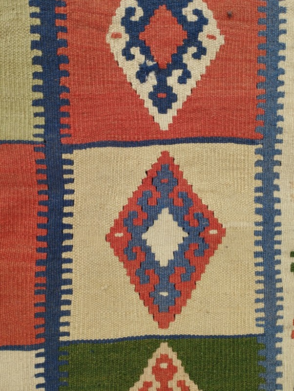 Antique Traditional Oriental Multicolor Wool Kilim Rug Carpet 156x103 cm gallery