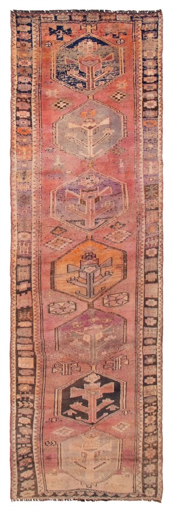 3'11" x 12'5" Vintage Hand-knotted Runner Rug Traditional Oriental Wool Carpet