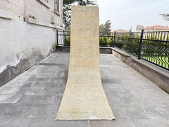 Vintage 3×11 Turkish Runner | Muted Gold & Honey Oushak | Hand-Knotted Rug