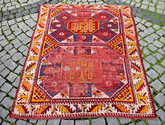 Fabulous Antique Rug 51” x 64” Anatolian Collector Item Low Pile Wall Rug