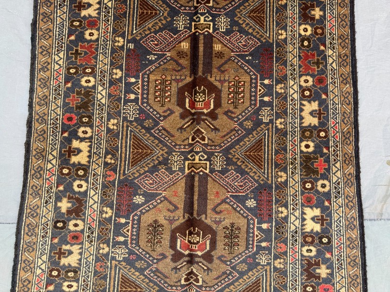 3'7x7 ft Vintage Afghan Hand Knotted Tribal Wool Rug • Oriental Nomadic Carpet gallery