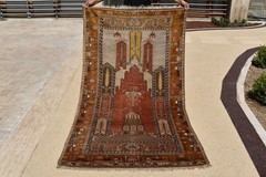 Turkish 49”x90” Antique Rug Milas Carpet 4’x7′ Oriental +80 Years Wool Rug