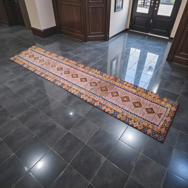 3x13 ft HandMade Turkish Runner Rug, Hallway decor, Kitchen Runner, Wool Rug gallery