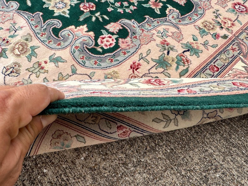 8x10 GREEN CHINESE VINTAGE RUG oriental pink big handmade antique fine wool silk gallery