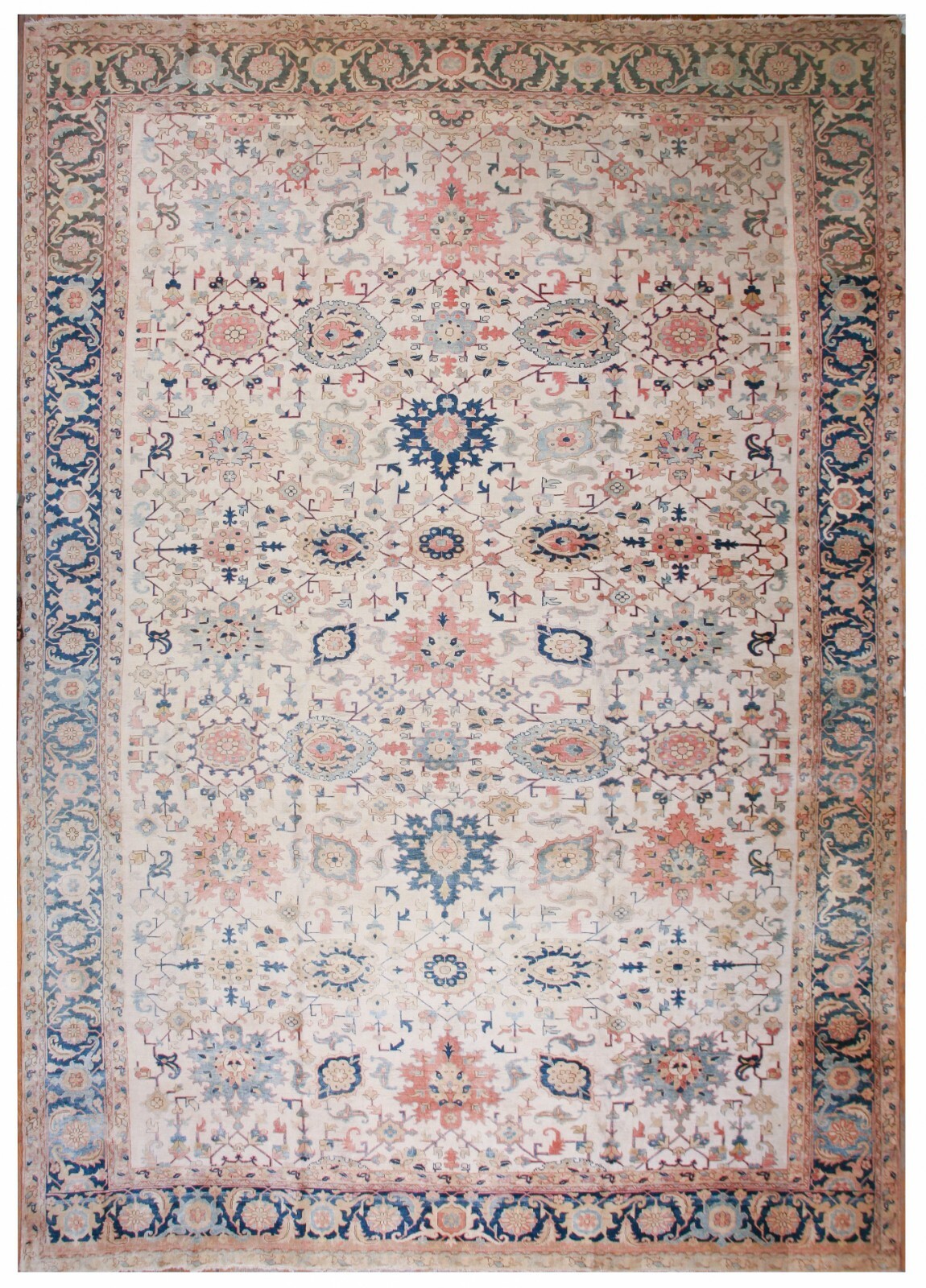 13x19 Antique Traditional Geometric Handmade Area Rug Ivory 406cm x 570cm c.1920 gallery
