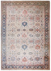 13×19 Antique Traditional Geometric Handmade Area Rug Ivory 406cm x 570cm c.1920