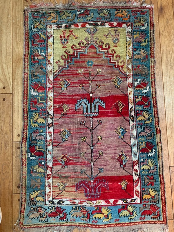 ANTIQUE ANATOLIAN TURKISH KONYA LADIK PRAYER RUG GREAT COLORS gallery