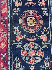 Collectible Rare Antique Tibetan Rug with Metole Design All Vegetable Dyed Wool