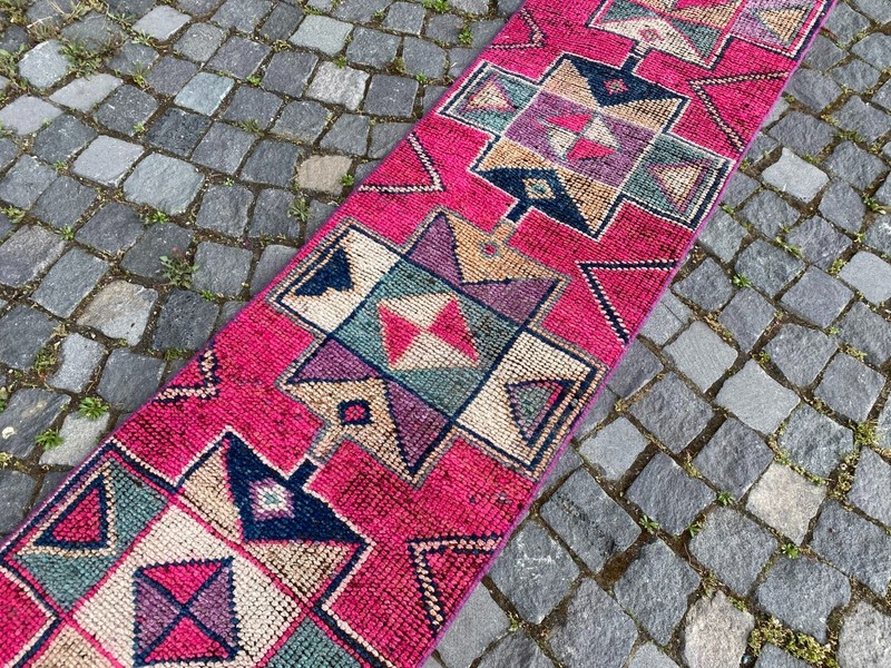 Bohemian rugs, Runner rug, Handmade, Turkish rug, Vintage, Wool | 1,8 x 11,2 ft gallery