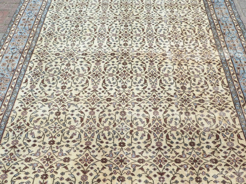 Handmade Floor Rug, Large Beige Carpet Turkish Wool Distressed Area Rug 80"X123" gallery