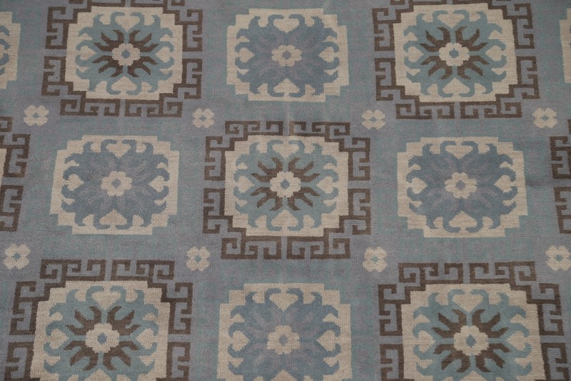 All-Over Savonnerie Geometric Area Rug 8x10 Indian Hand-made Living Room Carpet gallery