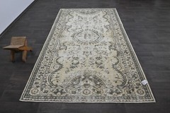 Oushak Turkish Vintage Rug 5×9 Kilim Rug Anatolian Handmade Boho Decor BEIGE
