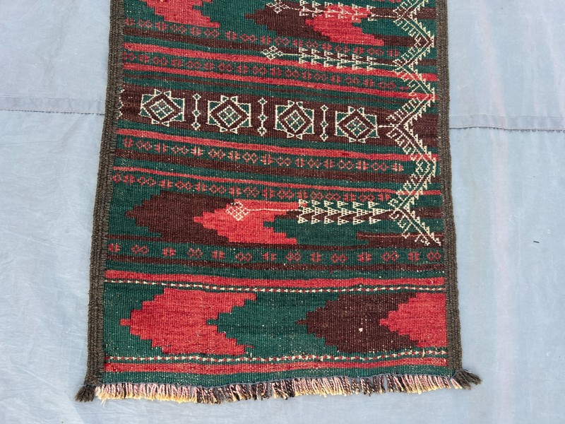 2 X 9 ft Vintage Stunning Full Embroidery Tribal Maldari Sistan Soumak Runner gallery