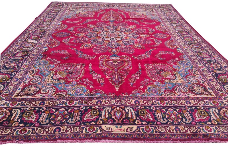 Genuine Hand Knotted Vintage Mashoud Wool Area Rug 13 x 10 Ft gallery