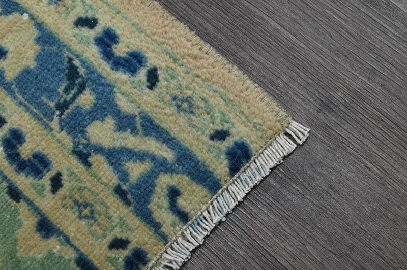 Vintage Turkish Runner Rug 2x5ft BEIGE Handmade Anatolian Oushak Hallway Wool gallery