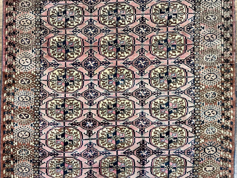 Turkoman Bokhara Rug 4x6 Wool Hand Knotted Antique Handmade Carpet Red Pink gallery