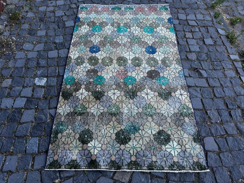 Handmade Wool Rug, Bohemian Area Rug, Turkish Vintage Rug, Home Rug 3,9 x 6,7 ft gallery