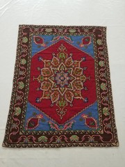 Vintage French Needlepoint Handmade Floral Multicolor Wool Rug Carpet 5.8×4.5ft