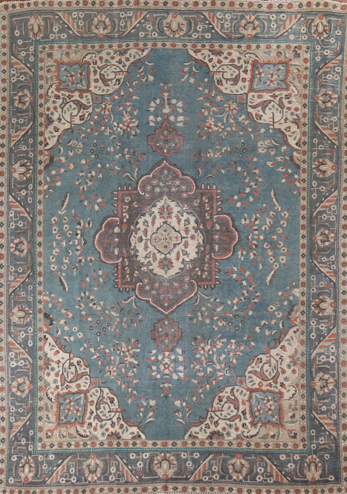 Blue Overdyed Traditional Large Rug 10x12 Handmade Wool for Living Room Dining gallery