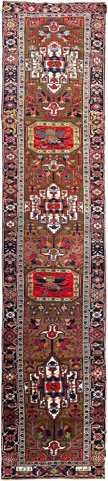 3x18 Rare Antique Handmade Runner Rug Traditional Design Long Hallway 94x 531cm gallery