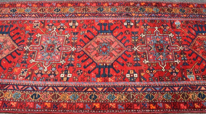 Vintage Hand Knotted Wool Runner Rug 3'2 x 10'7 S Antique Caucasian Heris 3 x 11 gallery