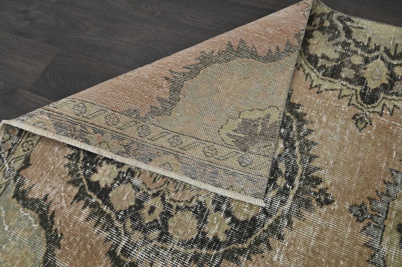 Vintage Turkish Runner Rug 3x12ft BROWN Handmade Anatolian Oushak Hallway Wool gallery