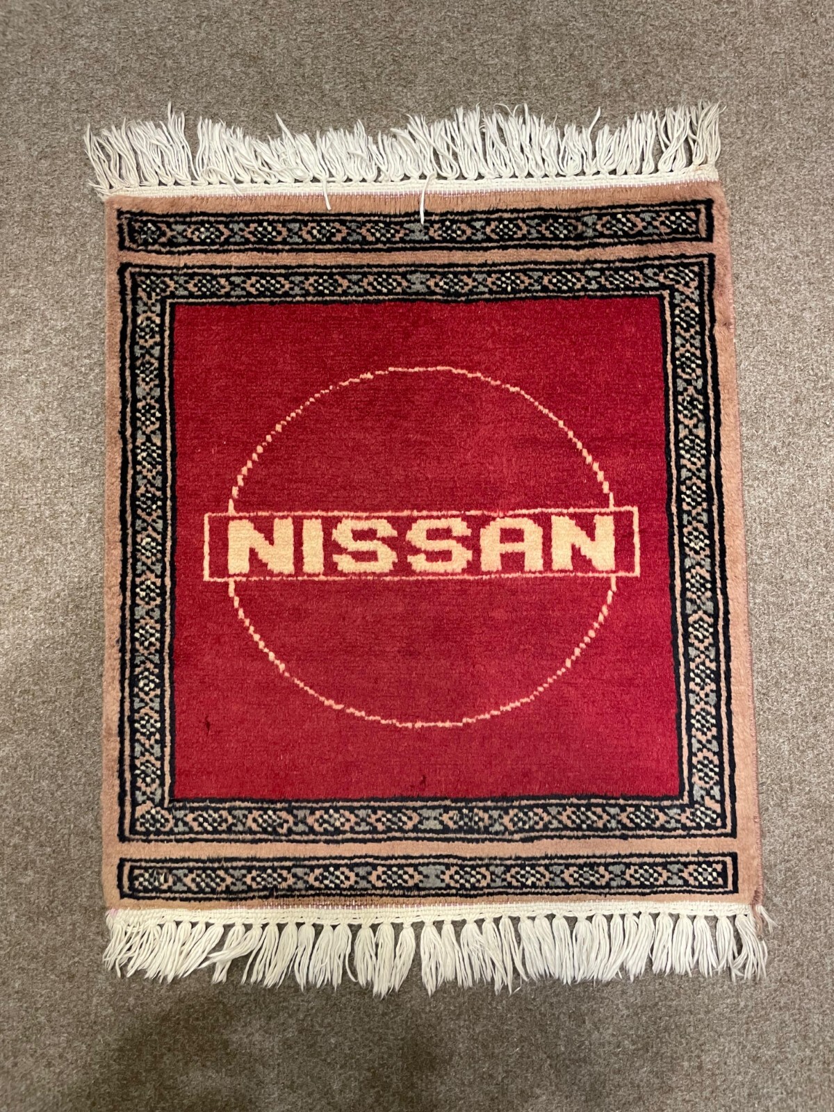Handmade Nissan Logo Rug 2'x2' – Afghan Mini Carpet | JDM Car Decor | Rare Auto gallery