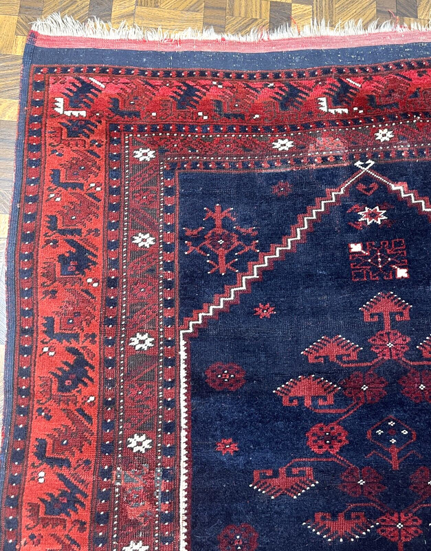 ANTIQUE COLLECTIBLE TRIBAL BERGAMA PRAYER TURKISH ORIENTAL RUG SIZE 3' 8" x4' 2" gallery
