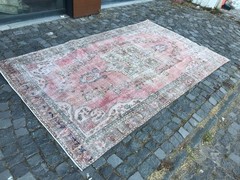 Bohemian Large Rug, Turkish Vintage Rug, Handmade Wool Rug, 5,7 x 9,8 ft