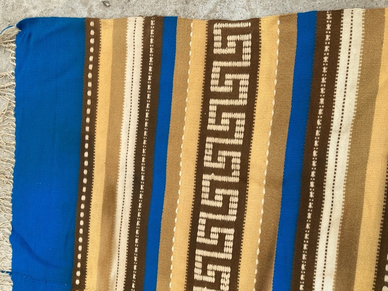 Vintage Handmade Turkish Greek Key Striped Style Wool Kilim Rug 194x116 cm gallery