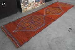 3×10 runner rug handmade vintage turkish rug runner oushak oriental carpet,243